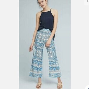 Feather bone Anthropologie wide Capri AOP bohemian pants women’s 6